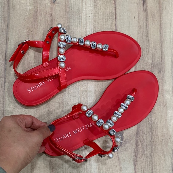 Stuart Weitzman Shoes - Stuart Weitzman Vibrant Red Jewel Sandals